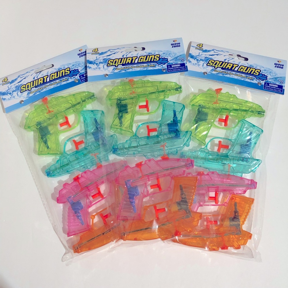 NEW WAVE ZONE Squirt Guns Age 3+ Multicolor, 3 Packages of 4 pack